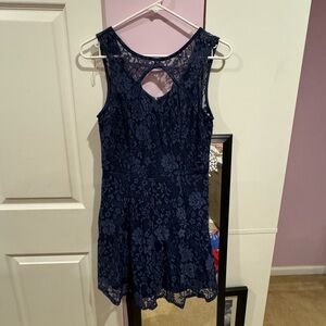 Navy Blue Patterned Dress